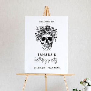 RIP Twenties Birthday Welcome Sign, Halloween Adult Birthday Welcome Sign, Gothic 30th Birthday Decor Signs, Skull Welcome Sign, Template