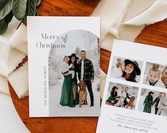 Ellia | Modern Christmas Card Invitation with Photo, Minimal Christmas Card Printable Editable Template, Editable Christmas Card, Simple