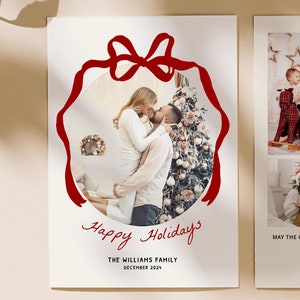 Band und Bogen Moderne Weihnachtskartenvorlage, handgezeichnete Weihnachtsfotokarte, wunderliche Feiertagskarte bearbeitbar, wunderliche Weihnachtskarten