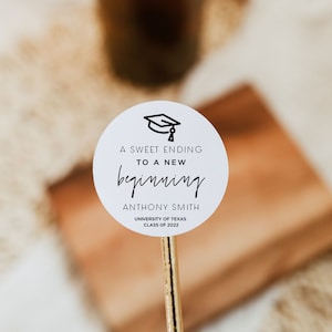 ELLIA | Graduation Treats Labels, Graduation Treats Stickers, A Sweet Ending To A New Beginning Sticker, Graduation Favor Tags, College