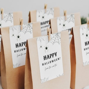 Modern Halloween Favor Tag, Adult Halloween Party Favor Printable, Spiderweb Party Decor, Trick or Treat Tag, Halloween Printable Gift Tag,