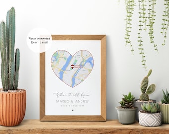 Where We Met Map, dating anniversary gift, Anniversary gift, Gift for Boyfriend, Gift for Girlfriend, Valentine's Day gift, Map print