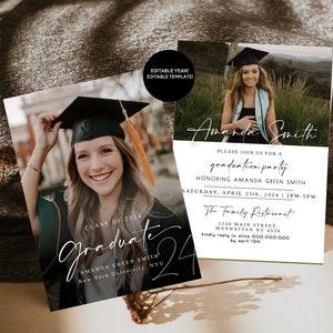 Photo Graduation Invitation Template, Graduation Announcement, Graduation Invite, College Graduation, Printable