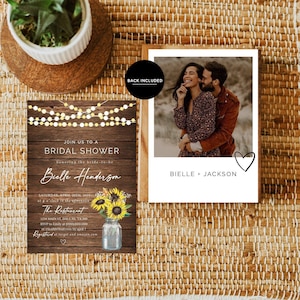Floral Rustic Bridal Shower Invitation Template, Rustic Bridal Shower Invitation Instant Download, Country Shower, Mason Jar Bridal Shower