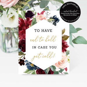 Blanket Sign for Wedding, Wedding Blanket Sign Template, Winter Wedding Favors, DIY Wedding Decor, Burgundy Wedding, 100% editable