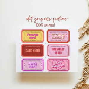 Love Coupon Book for Him, Printable Love Coupons, Editable Love Coupons, Birthday Gift for Him, Anniversary Gift, Valentines Pink Voucher