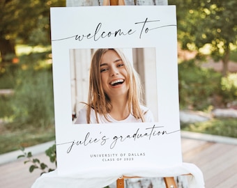 Modern Photo Graduation Welcome Poster Template, Editable Photo Graduation Party Sign, Printable Welcome Grad Welcome, Graduation Sign | MIA