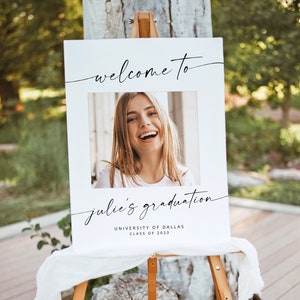 Modern Photo Graduation Welcome Poster Template, Editable Photo Graduation Party Sign, Printable Welcome Grad Welcome, Graduation Sign | MIA