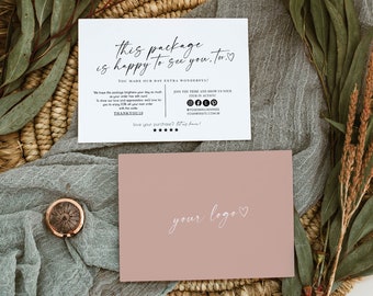 Helena | Minimalist Small Business Thank You Card, Thank You For Your Order, Modern Thank You Package Insert, Boho Boutique Thank You