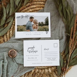 Ellia | Postkarte Foto Save the Date Vorlage, Foto Save the Date Vorlage, Save the Date Vorlage mit Bildern, Sofort Download