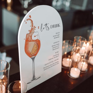 Aperol Bridal Shower Bar Menü Zeichen, Let's Drink Cocktail Bar Menü Zeichen druckbare, moderne Hochzeit Bar Menü bearbeitbar Signatur Getränke Zeichen DIY