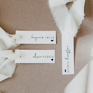 Plantilla de tarjeta de lugar delgada minimalista moderna CIARA, tarjetas de lugar de boda delgadas, tarjetas de lugar de boda delgadas, tarjetas de nombre de mesa únicas delgadas DIY