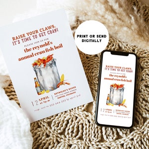 Crawfish Boil Invitation, Louisiana Invite, Seafood Boil, Editable Template, Crawfish Boil Invitation Instant Download, Editable Crawfish