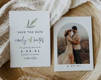 Greenery Save the Date Template, Editable Save the Date Template, Simple Greenery Save the Date, Minimalist Save The Date Template, Evite