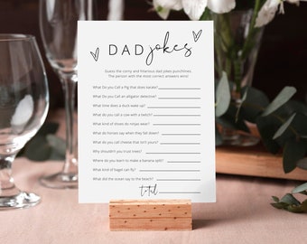Dad Jokes Baby Shower Game, Editable Baby Shower Trivia Games, Dad Jokes Game Template, Baby Party Table Games, Modern Baby Shower Decor