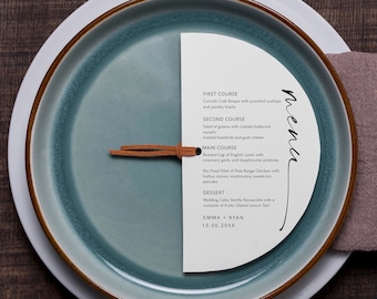 MIA | Wedding Half Moon Menu Editable Printable, Minimalist Arched Menu Card, Modern Half Circle Menu Printable, Elegant Arch Menu Card DIY
