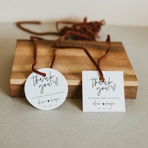 Ellia | Modern Thank You Favor Tag Template, Shower Stickers, Minimalist Shower Tags, Bridal Shower Favor Tag,  Editable Instant Download