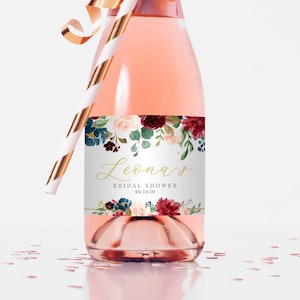 Mini Champagner Flasche Vorlage, Mini Wein Etikett, Brautparty Gastgeschenk, Sofortiger Download, Burgund, Hochzeit Gastgeschenk, Danke Geschenk, Willkommensbox