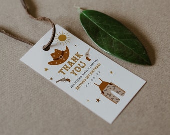 THEO | My First Rodeo Birthday Favor Tags, Editable Cowboy Birthday Favor Tag, Birthday Boho Country Favor Tags, My First Rodeo Birthday