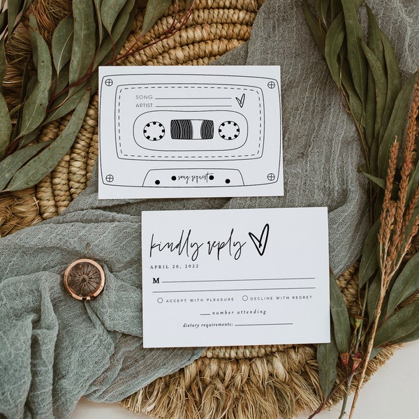 Ellia | RSVP Song Request Card Template, Editable Song Request Card, Modern RSVP Card Template, Minimalist Wedding Rsvp, Dj Request Card