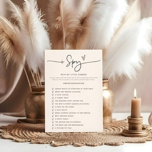 I Spy Wedding Game, Minimalist Wedding Games, Reception Game, Wedding Photo Hunt Game, Wedding Shower Fun Games, Editable I Spy Party Game