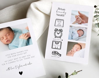 Newborn Birth Stat Announcement, Newborn Announcement Card Template Elegant, Photo Birth Announcement Template, Birth Stats Sign Boy Girl