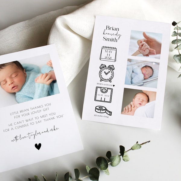 Newborn Birth Stat Announcement, Newborn Announcement Card Template Elegant, Photo Birth Announcement Template, Birth Stats Sign Boy Girl