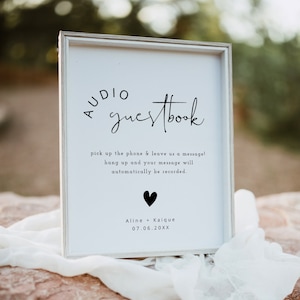 Modèle de signe de livre d&#39;or audio, idées de livre d&#39;or uniques, signe de livre d&#39;or de mariage moderne, laissez-nous un message signe de mariage, signe audio de fête, bricolage