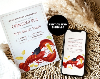 Crawfish Boil Invitation, Graduation Party Crawfish Boil invitation, Editable Crawgrad Boil Invite, class of 2021, Instant Access