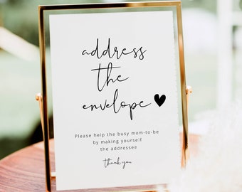 Address the Envelope Baby Shower, Write Your Address Sign, Modern Baby Shower Signs, Simple Baby Shower, Minimalist Baby Shower Decor DIY