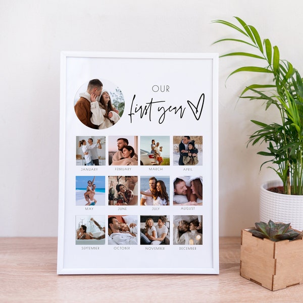 Personalize 1st Year Anniversary Photo Collage Gift, First Anniversary Gift Him Her, 1st anniversary gift husband, 1 Year Wedding Gift DIY