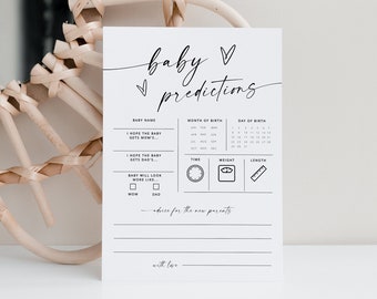 Minimalist Baby Predictions Card, Baby Shower Games, Advice & Wishes for Parents To Be, Baby Predictions and Advice, Baby Games Template DIY