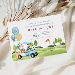 Golf First Birthday Invitation, Hole in One Birthday Invitation, Golf First Birthday Par-tee Golf, Hole-in-One Party, Golf Invitation
