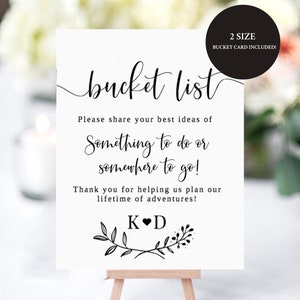 Wedding Bucket List, Bucket List Wedding, Bucket List Guest Book, Wedding Guest Book Ideas, Bucket List Printable, Bucket Card Included