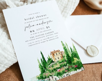 Alina | Positano Bridal Shower Invitation, Mediterranean Bridal Shower Invitation, Positano Theme, Italian Bridal Shower Theme, DIY