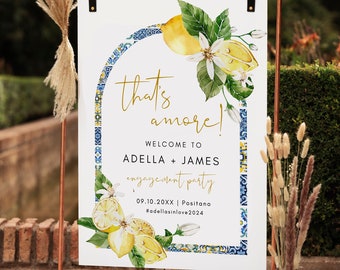 That's Amore Bridal Shower Welcome Sign, Blue Tiles Bridal Shower Welcome Sign, Mediterranean Welcome Sign, Mediterranean Bridal Party