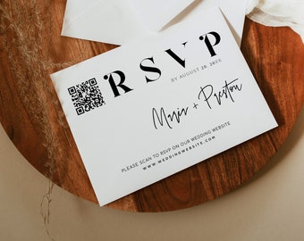 Minimalist RSVP Card Template, Wedding QR code RSVP Card, Editable Qr Code Wedding Card, Qr Code Response Card, Modern Wedding Cards