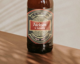 Printable Pregnancy Announcement Beer Label, A Baby Is Brewing, Editable Baby Announcement, Beer Label Announcement, Beer Bottle Label, DIY