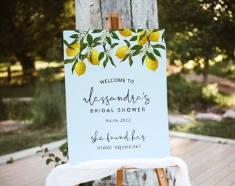 Lemon Bridal Shower Welcome Sign, She Found Her Main Squeeze Welcome Sign, Positano Bridal Shower Sign, Lemon Bridal Party Decor, Italy