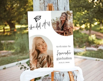 She Did It Graduation Welcome Sign Template, Graduation Welcome Sign Template Picture, Photo Graduation Welcome Sign Poster, 2024 Graduation