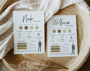 ELLIA | Groomsmen Vorschlag Karte, Groomsmen Info Karten Vorlage, Groomsmen Kleidung Karte, Groomsmen Infografik Vorlage, Braut Party Info Karte