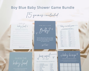 Boy Baby Shower Games Bundle, Blue Baby Shower Games Template, Boho Baby Shower Games Boy, Boy Baby Shower Trivia, Boy Baby Party Games DIY