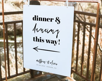 Party This Way Sign Template, Modern Wedding Welcome Sign with Arrow, Wedding Arrow Sign, This Way Sign, Direction Arrow Sign, 100% Editable