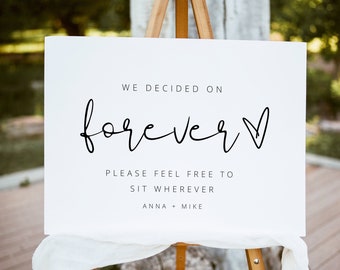 Minimalist Wedding Welcome Sign, Choose a Sit Not a Side, We Decided On Forever Sign, Editable Wedding Reception Sign, Modern Wedding Signs