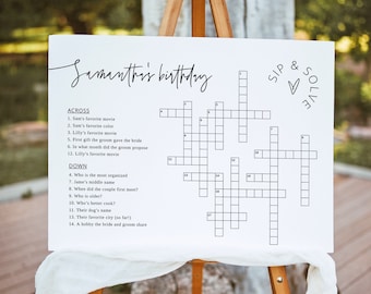 Birthday Crossword Puzzle Game, 30th Birthday Decorations for Women, 40th Birthday Games, Custom Crossword Puzzle Game, Retirement Decor