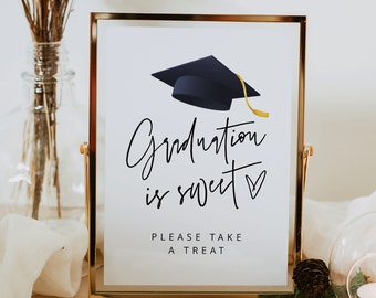 Graduation is Sweet Please Take a Treat Sign, Graduation Party Candy Table Sign, Grad Buffet Sign, Graduation Favors, High School Grad Canva