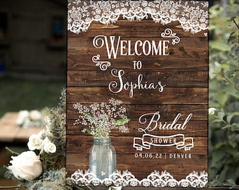 Brautparty Schild, Hochzeit Dusche Schild, druckbares Willkommensschild, rustikales Willkommensschild, Holzhochzeitsschild, druckbares Hochzeitsschild