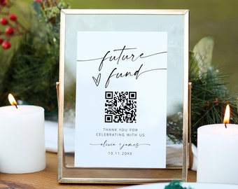 Wedding Honeymoon Fund, Future Fund Qr Code Sign, Venmo Wedding Qr Code, Wishing Well Wedding Cash Gift, Graduation Qr Code Cash Sign| MIA