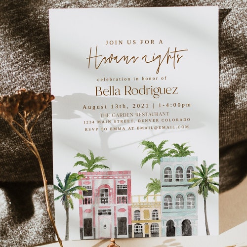 Havana Nights Birthday Invitation Template Havana Nights - Etsy