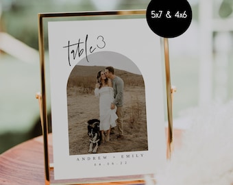 Ellia | Photo Table Numbers Template, Modern Minimalist Table Numbers Printable, Wedding Photo Table Numbers, Picture Table Numbers Instant